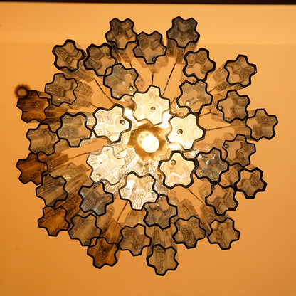 Blue Smoke Murano Glass Tube Chandelier