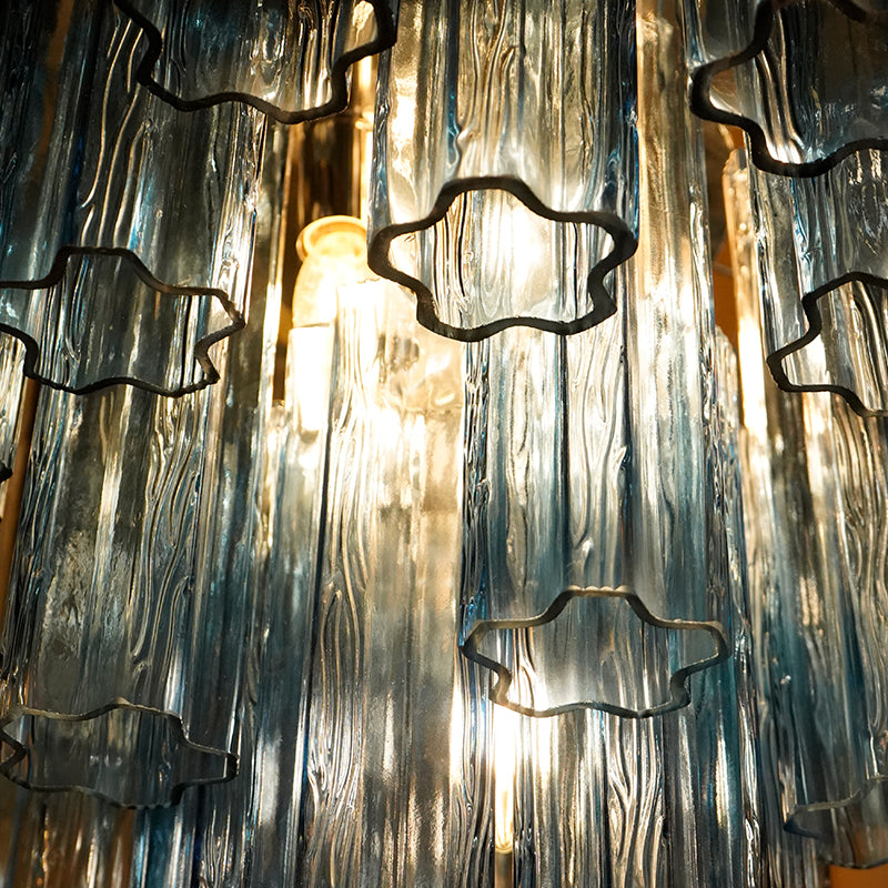 Blue Smoke Murano Glass Tube Chandelier — view 7