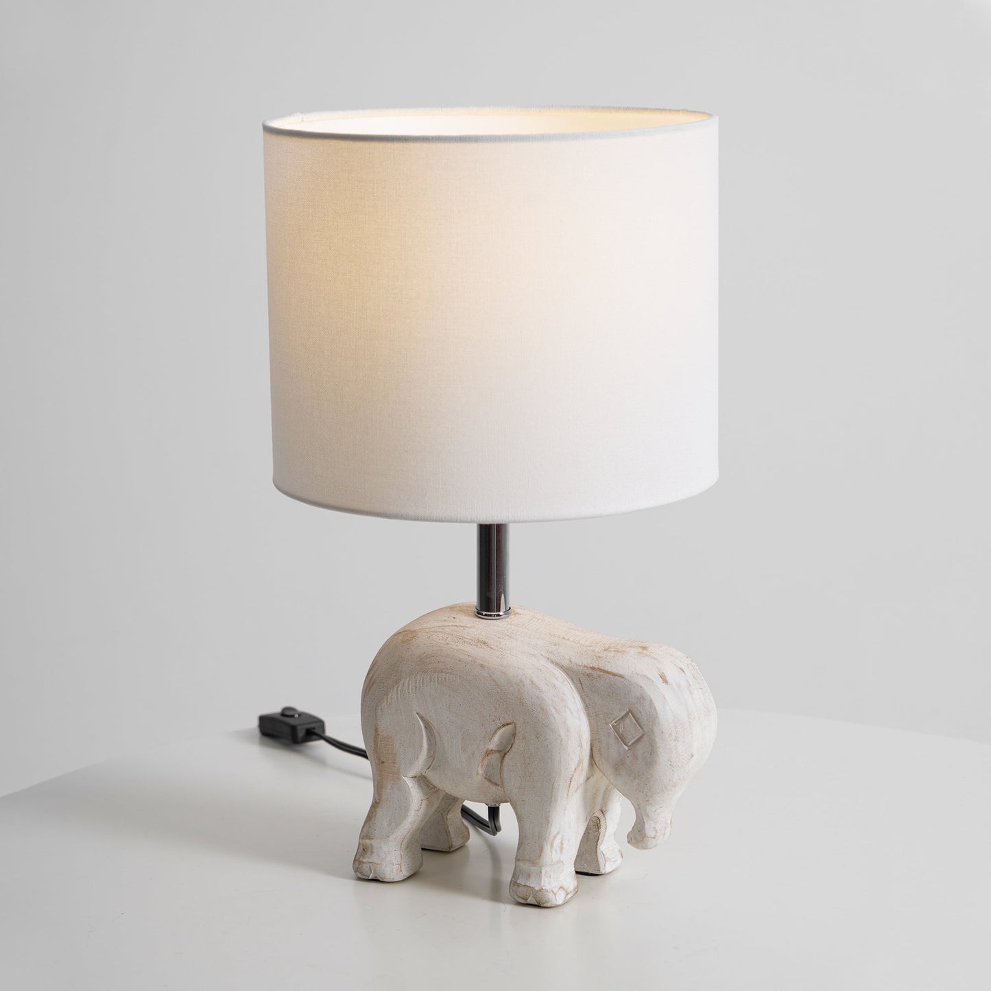 Carved Wood Animal Table Lamp