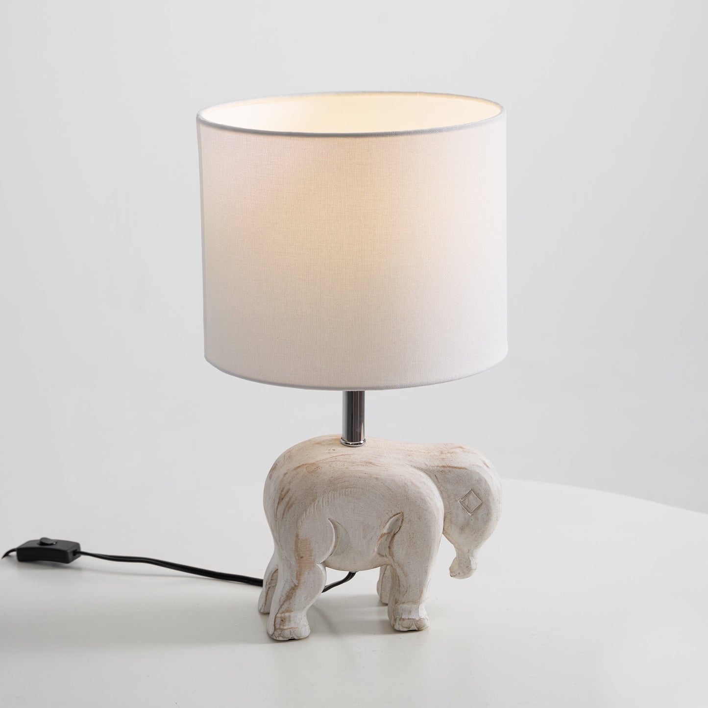 Carved Wood Animal Table Lamp