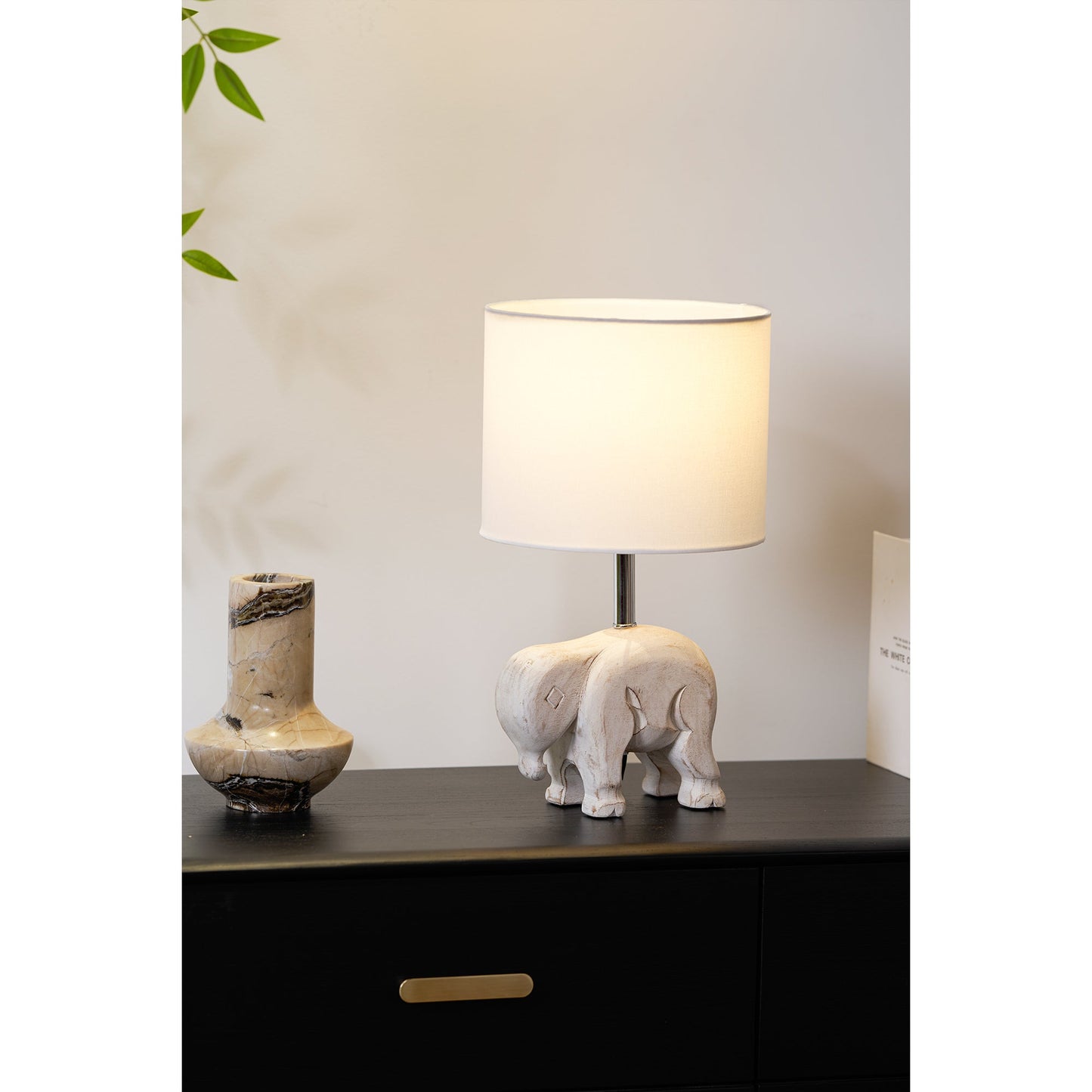 Carved Wood Animal Table Lamp