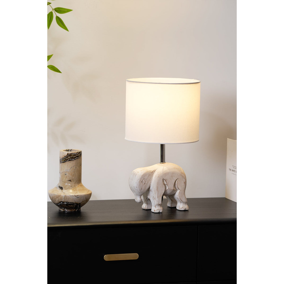 Carved Wood Animal Table Lamp — view 22