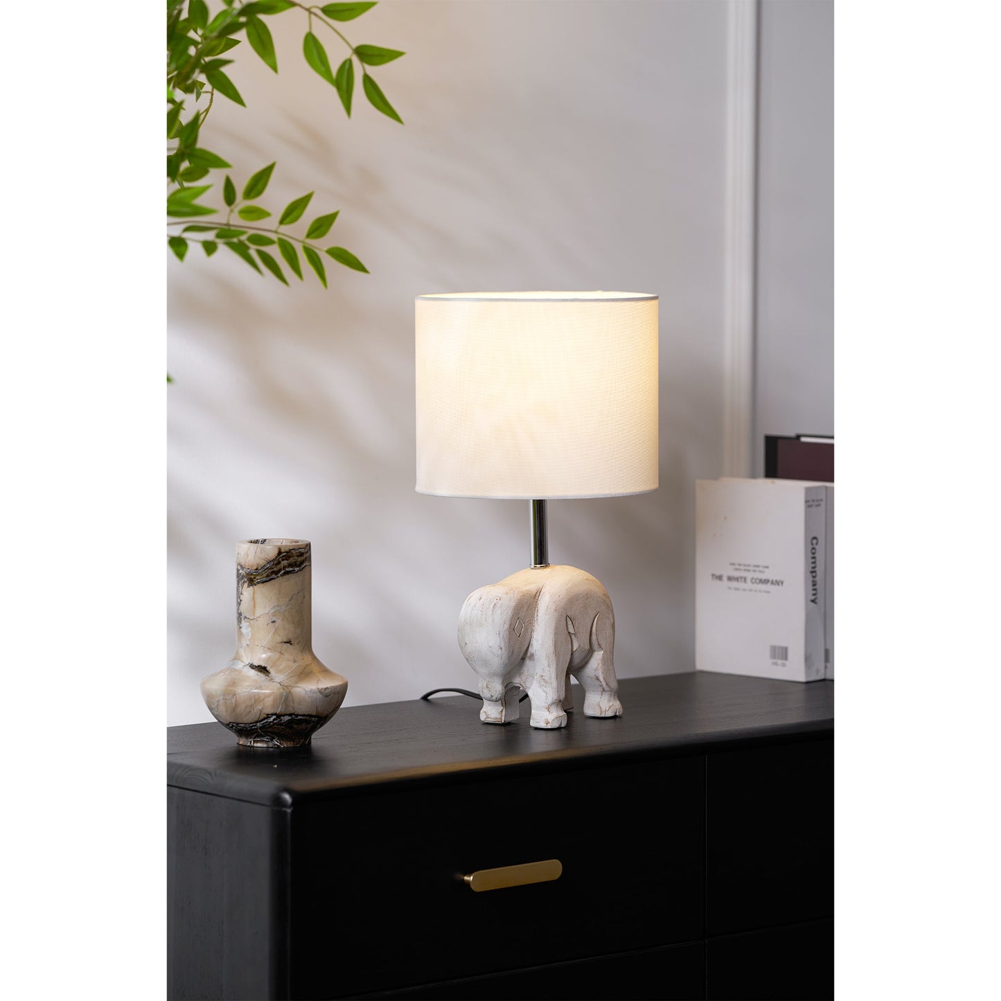 Carved Wood Animal Table Lamp