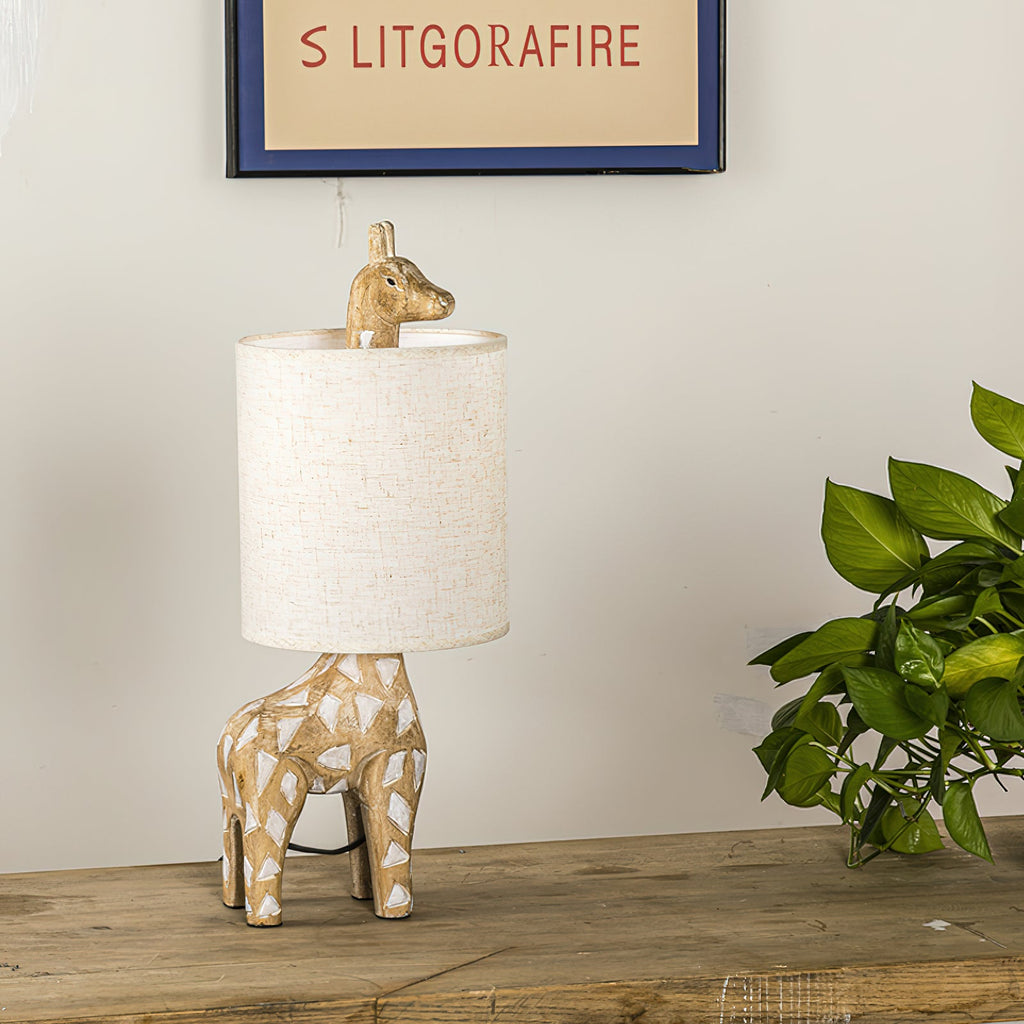 Carved Wood Animal Table Lamp — view 14