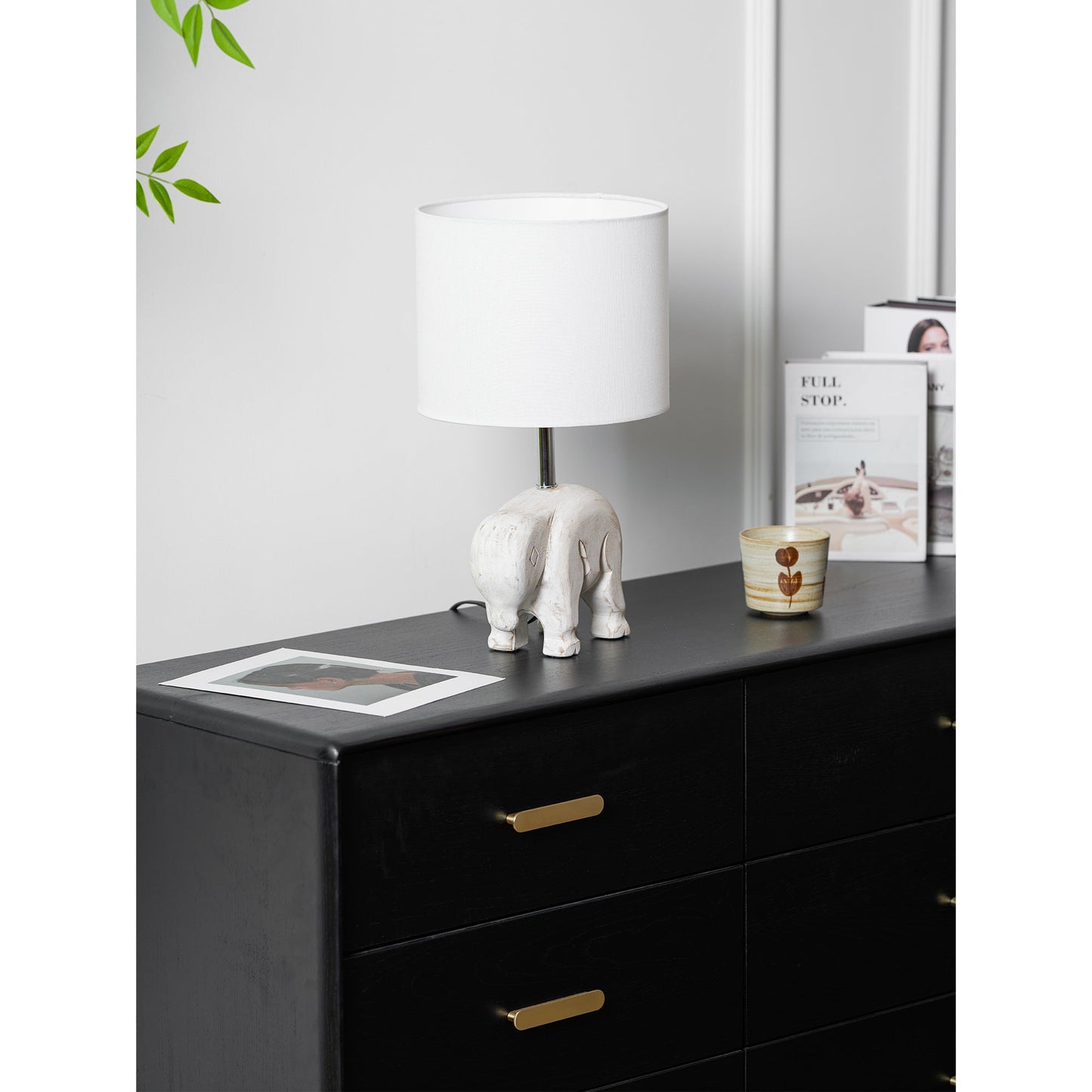 Carved Wood Animal Table Lamp