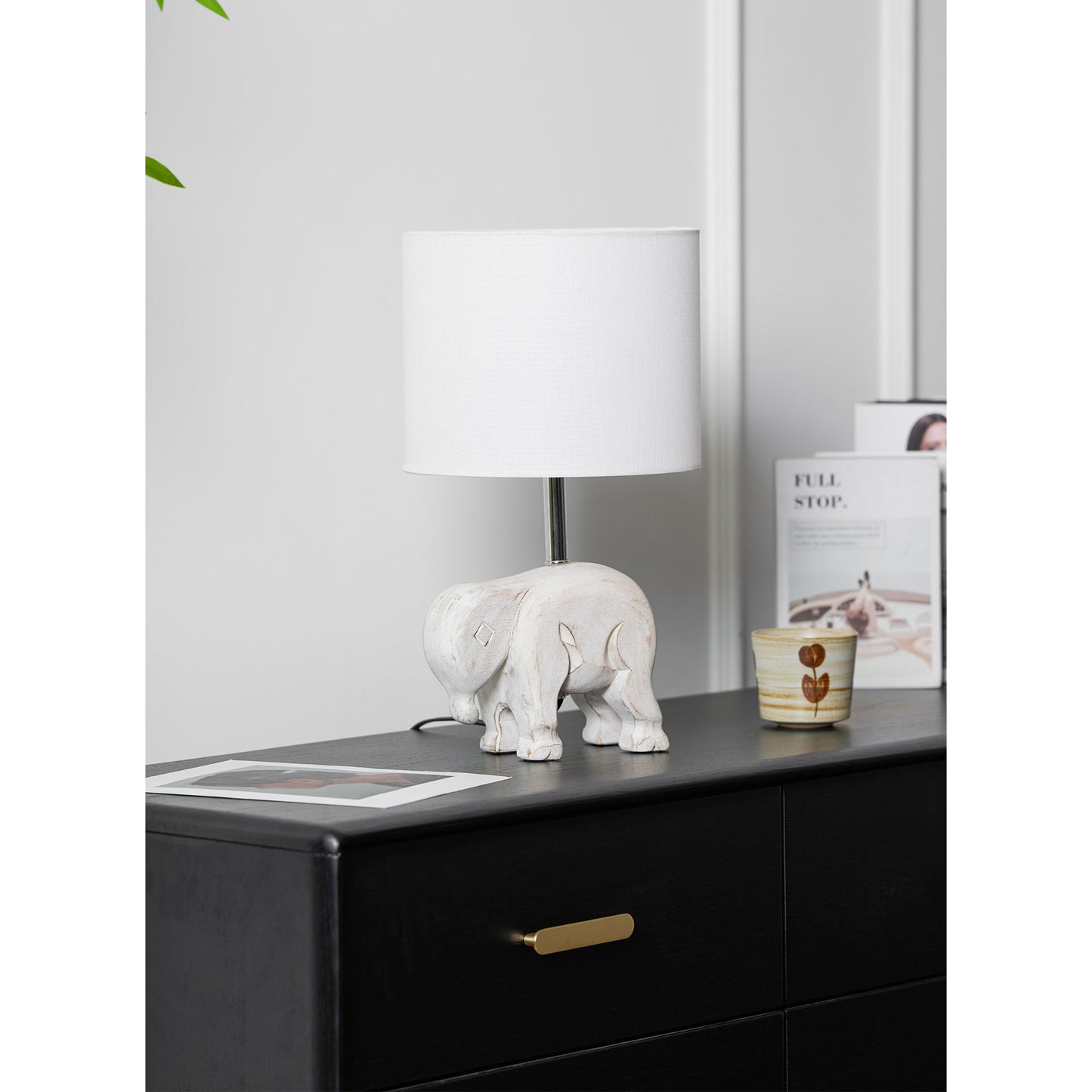 Carved Wood Animal Table Lamp