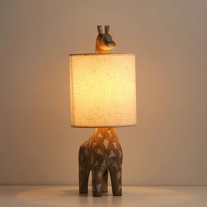 Carved Wood Animal Table Lamp