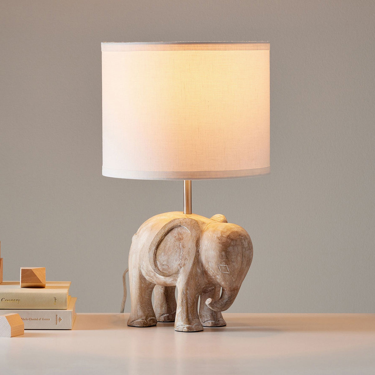 Carved Wood Animal Table Lamp — view 9
