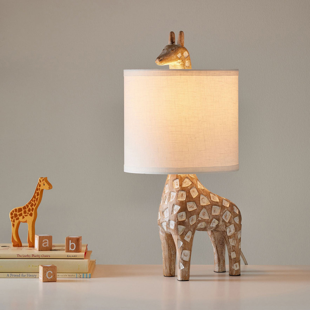 Carved Wood Animal Table Lamp — view 11