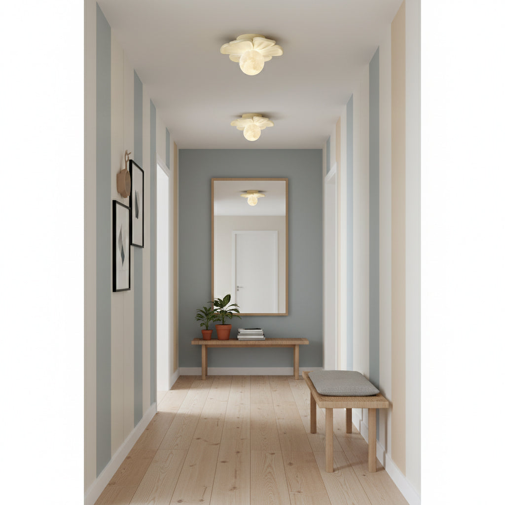 Cream Bloom Flower Ceiling Lamp