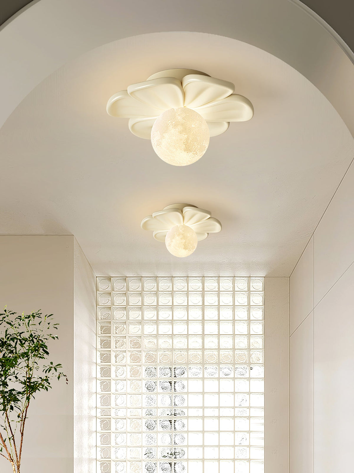 Cream Bloom Flower Ceiling Lamp — view 2