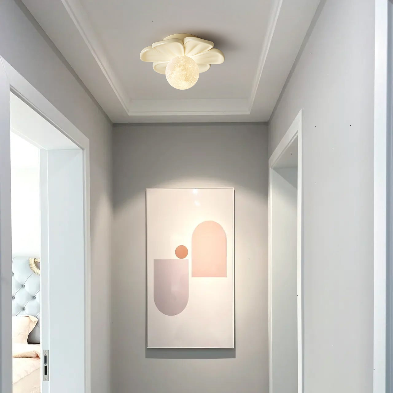 Cream Bloom Flower Ceiling Lamp