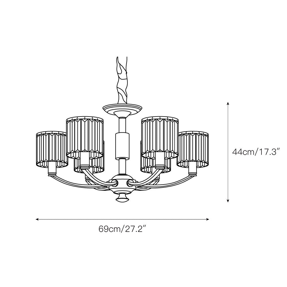Crystal Column Brass Chandelier — view 4