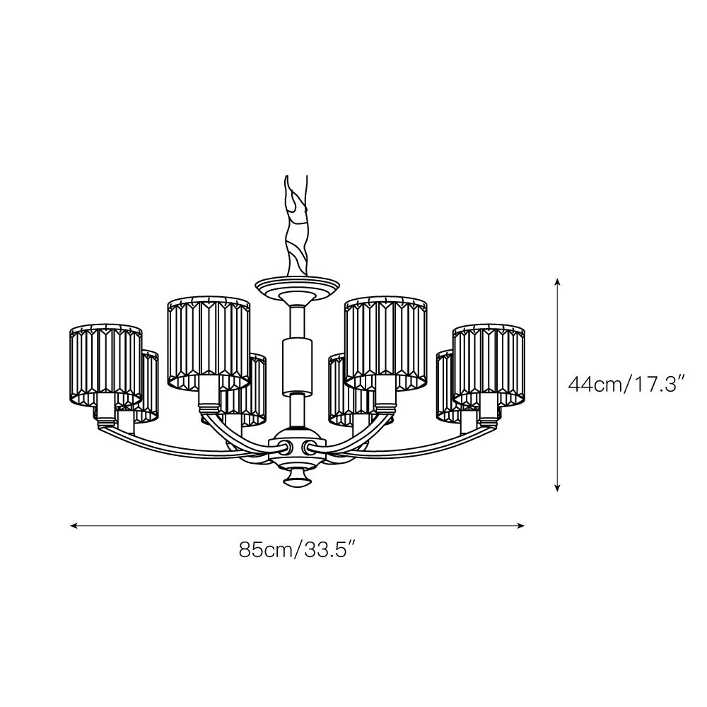 Crystal Column Brass Chandelier — view 5