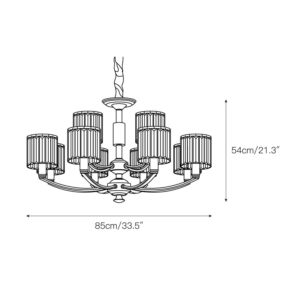 Crystal Column Brass Chandelier — view 7