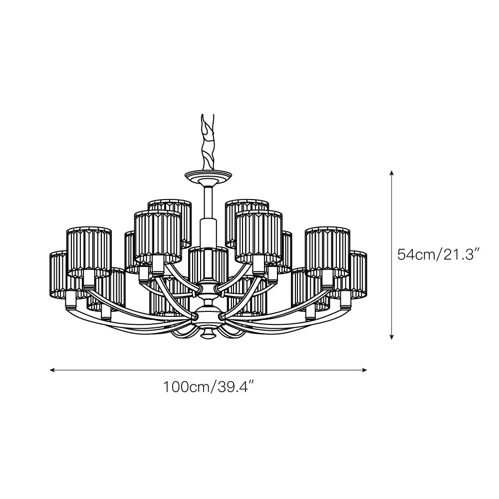 Crystal Column Brass Chandelier — view 9