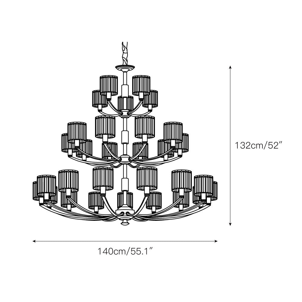 Crystal Column Brass Chandelier — view 10
