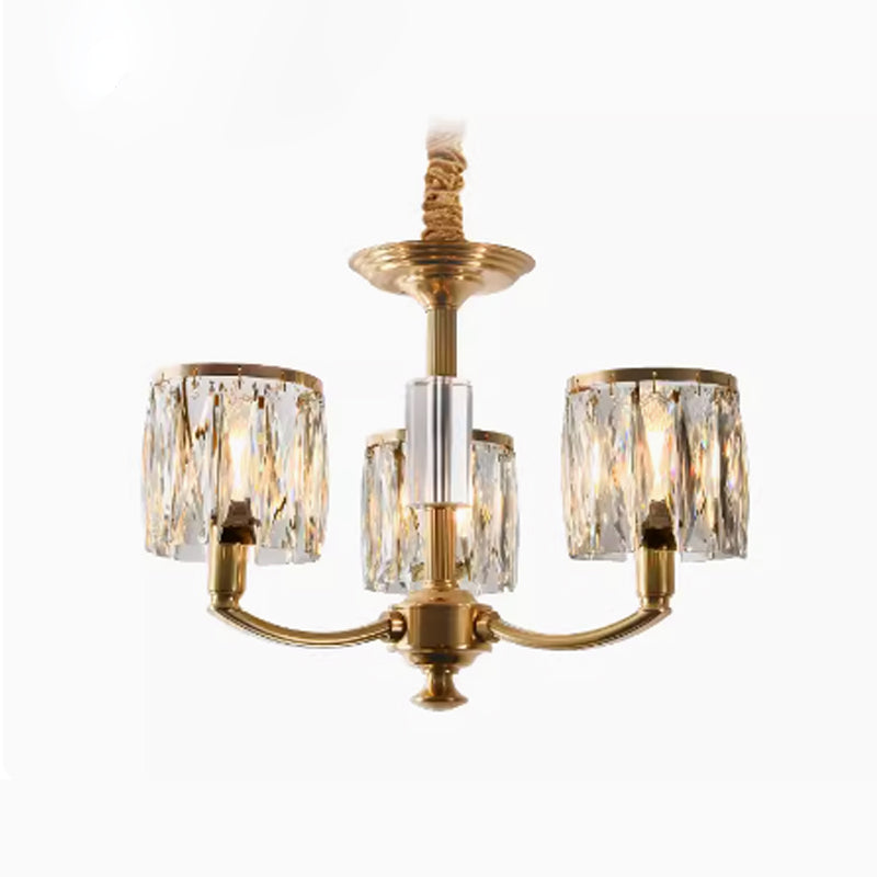 Crystal Column Brass Chandelier — view 20
