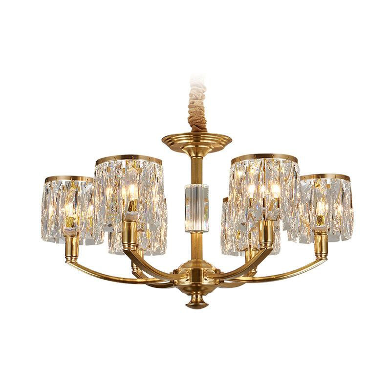 Crystal Column Brass Chandelier — view 21
