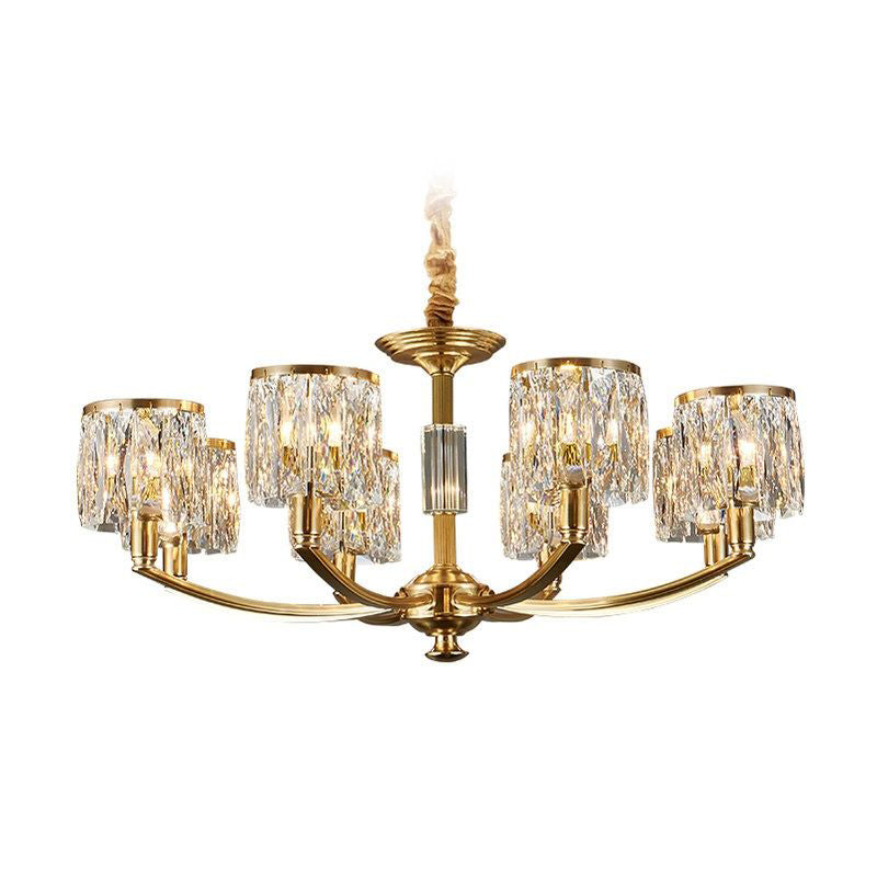Crystal Column Brass Chandelier — view 22