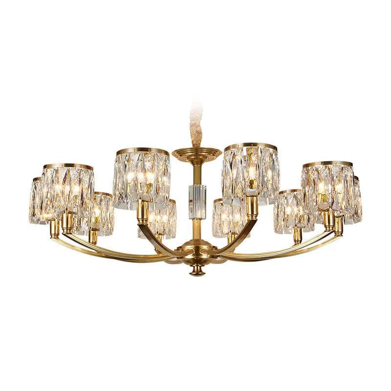 Crystal Column Brass Chandelier — view 23