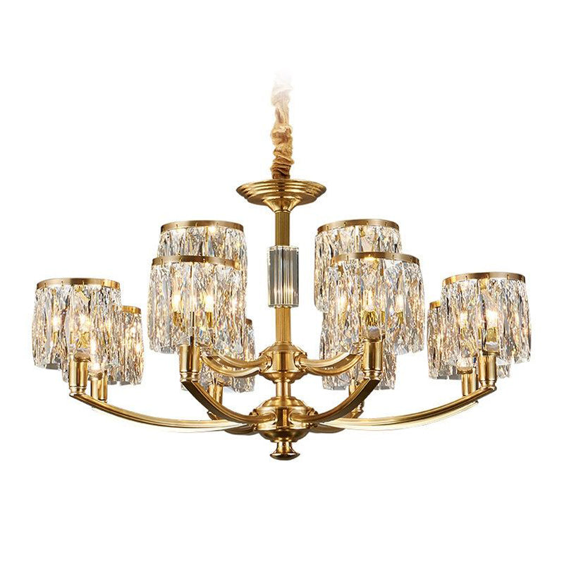 Crystal Column Brass Chandelier — view 24
