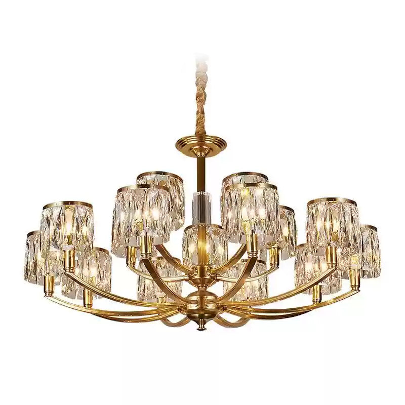 Crystal Column Brass Chandelier — view 25