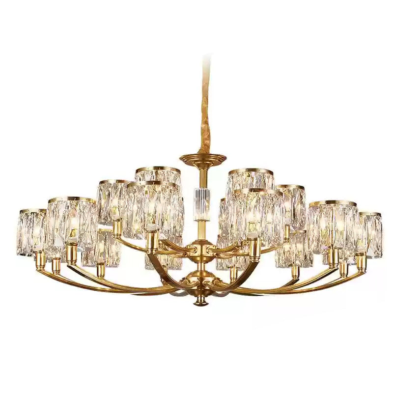 Crystal Column Brass Chandelier — view 26