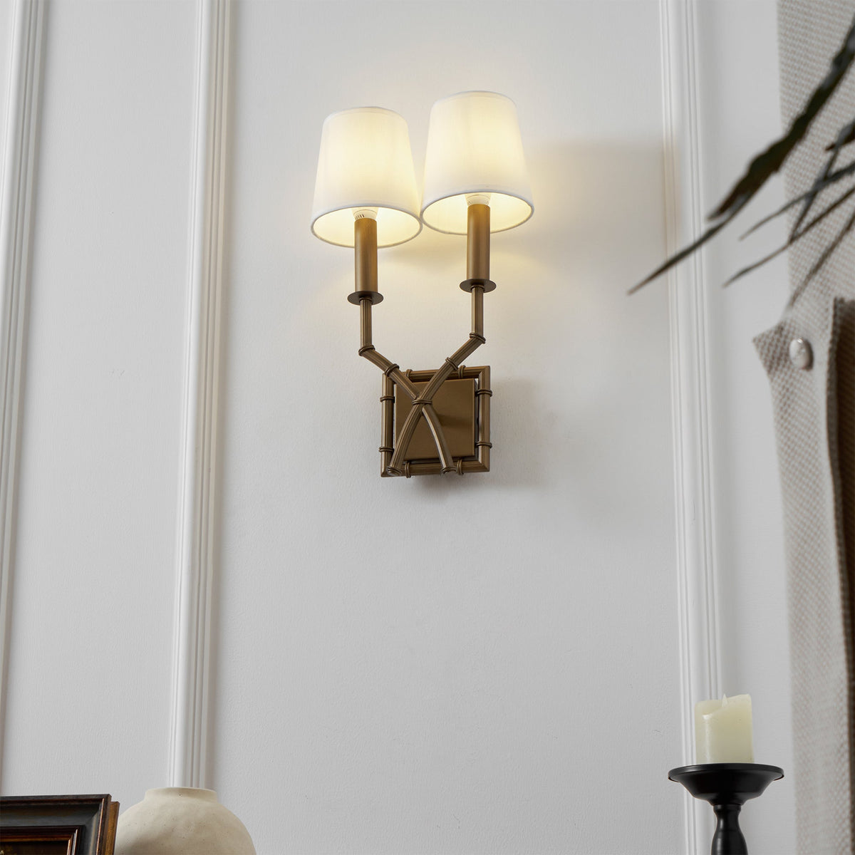 Double Arm Bamboo Sconce — view 13