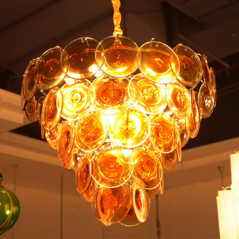 Elegant Red Murano Disc Chandelier