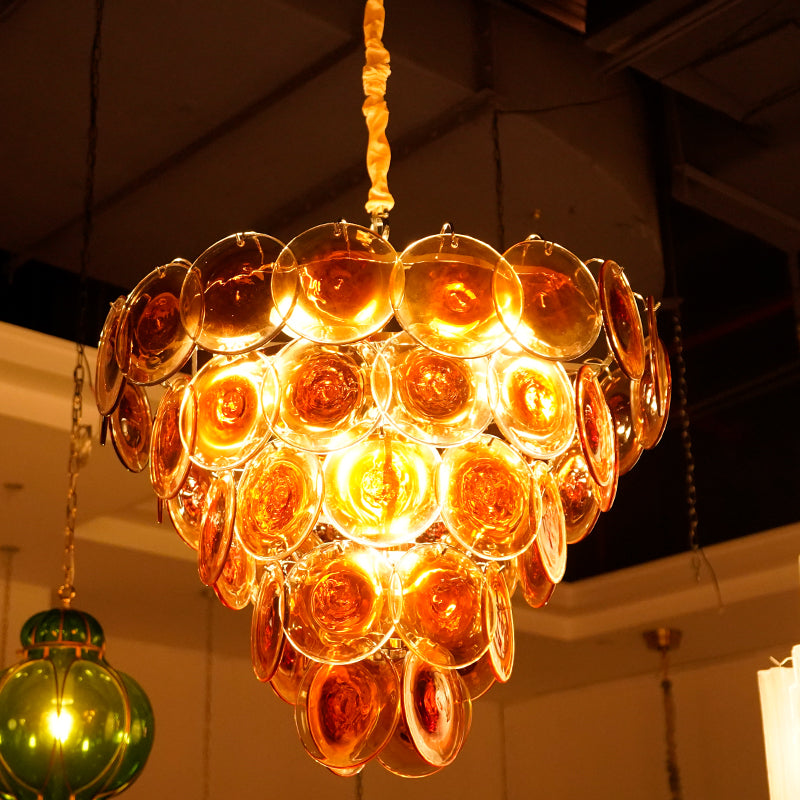 Elegant Red Murano Disc Chandelier — view 10