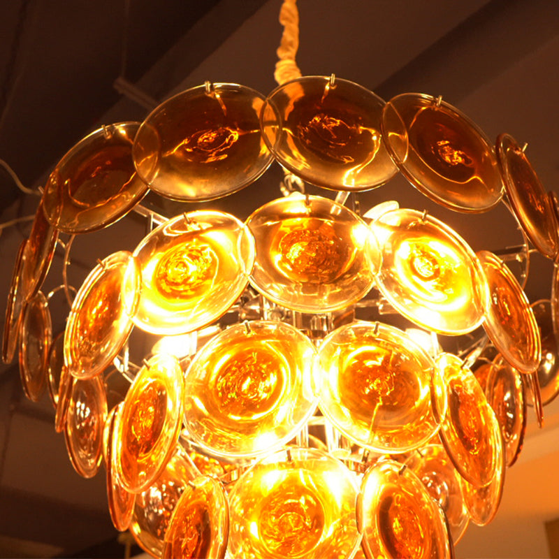 Elegant Red Murano Disc Chandelier — view 2