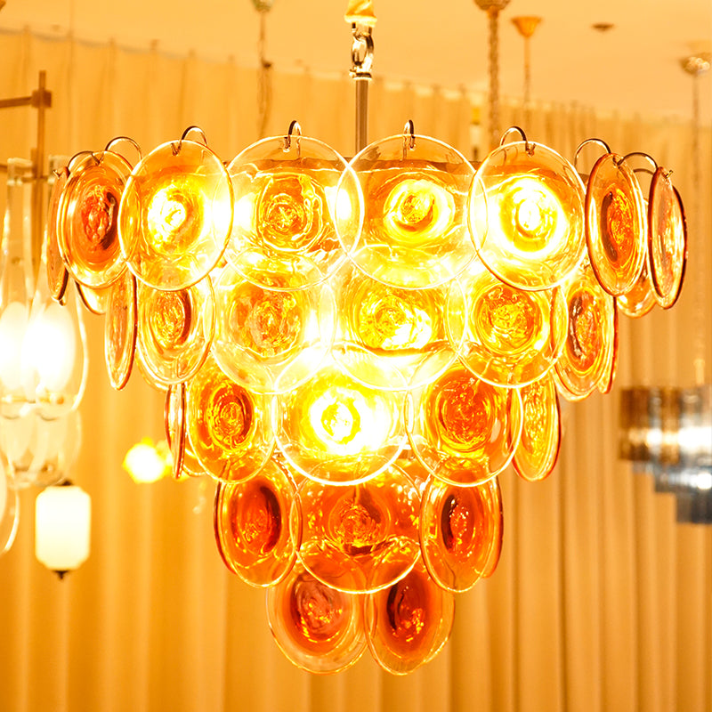 Elegant Red Murano Disc Chandelier