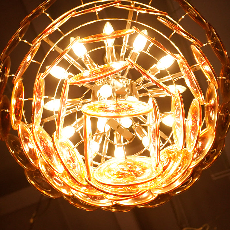 Elegant Red Murano Disc Chandelier