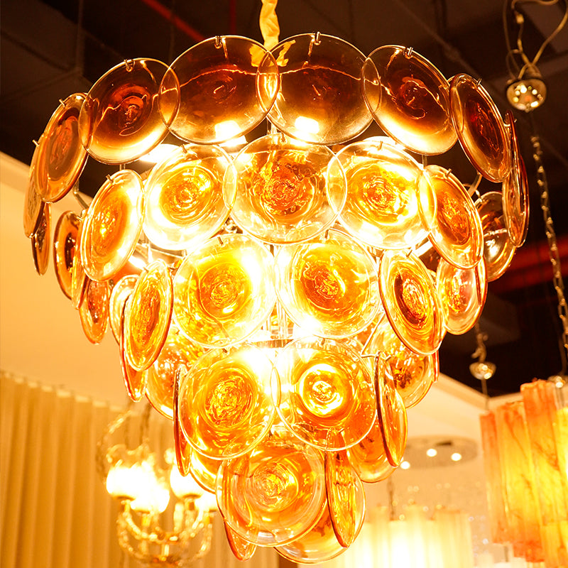 Elegant Red Murano Disc Chandelier — view 9