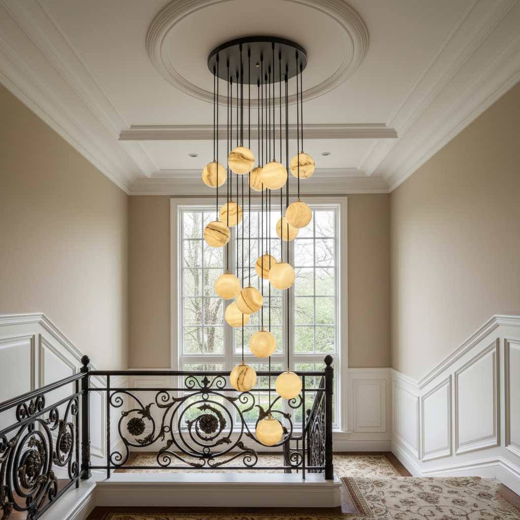 Alabaster Balls Cluster Chandelier — view 8