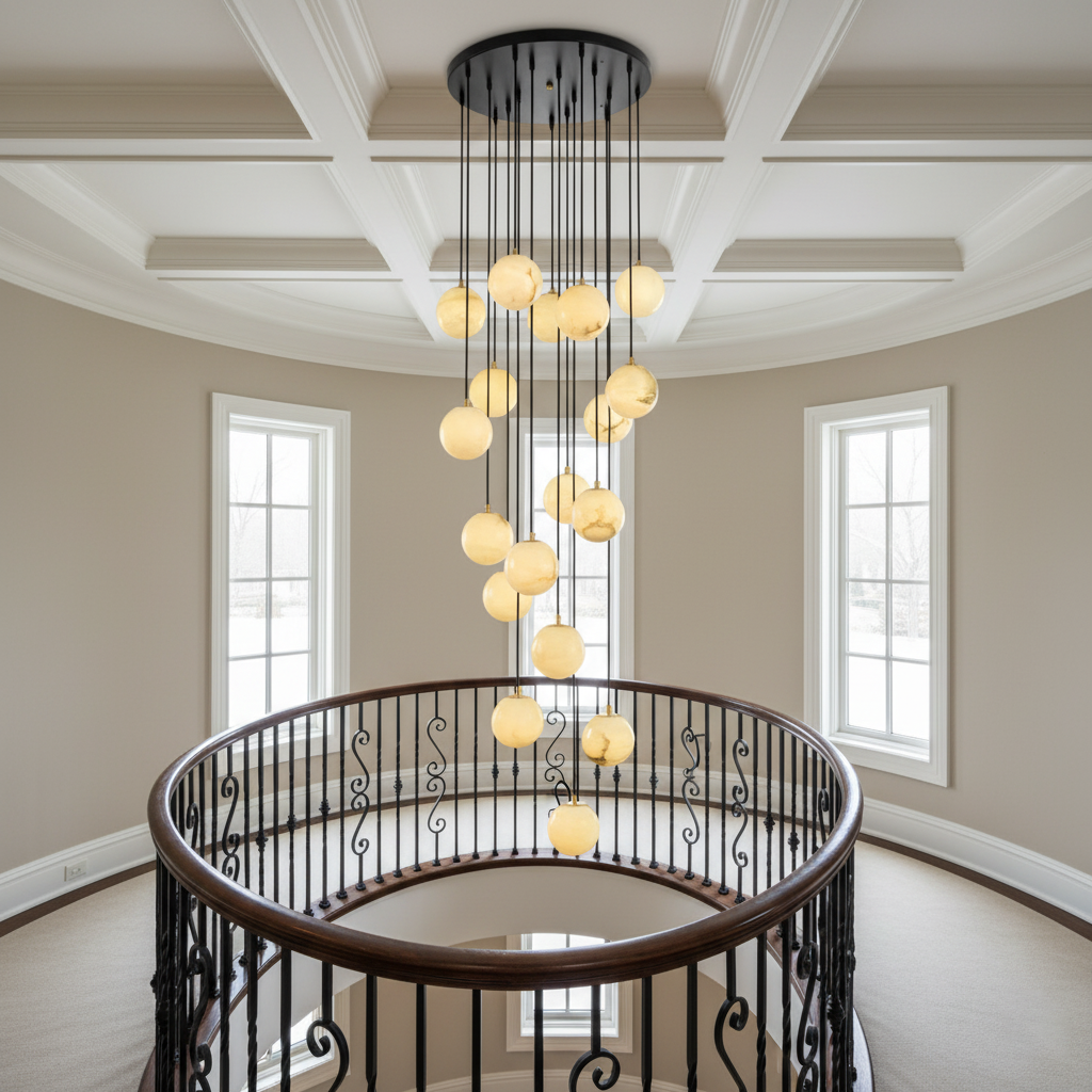 Alabaster Balls Cluster Chandelier — view 9