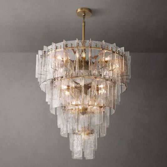 Lattice Clear Glass Tiered Round Chandelier 47"