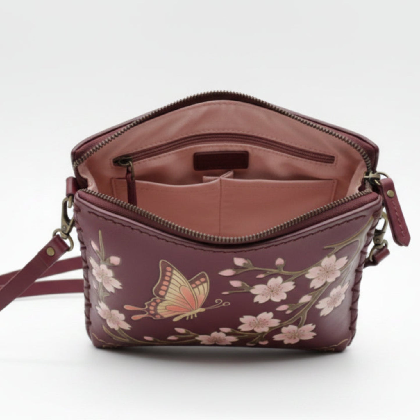 Light In The Space Handmade Leather Butterfly Crossbody Bag