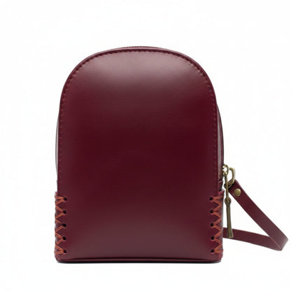 Light In The Space Handmade Leather Owl Mini Crossbody Bag - Dark Red Celestial - Multicolor.