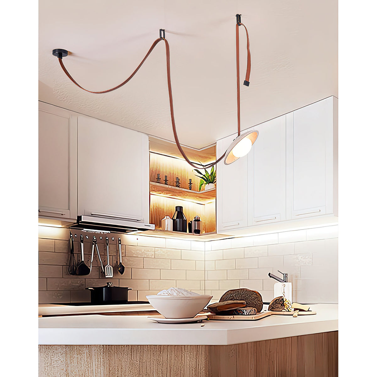 Light Rail Leather Pendant Lamp — view 12