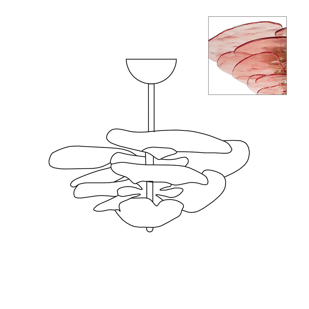 Lotus Leaf Layered Glass Chandelier — view 45