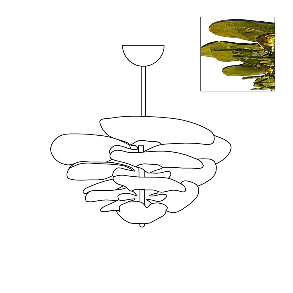 Lotus Leaf Layered Glass Chandelier — view 37