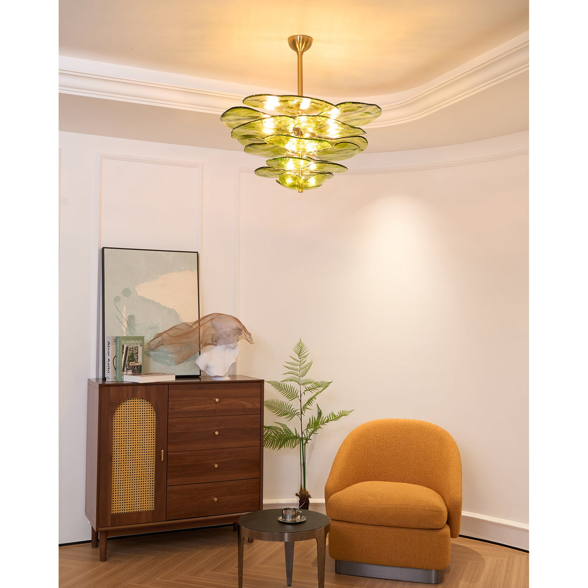 Lotus Leaf Layered Glass Chandelier — view 20