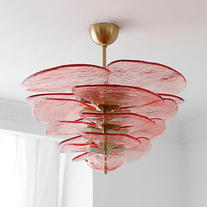 Lotus Leaf Layered Glass Chandelier — view 15