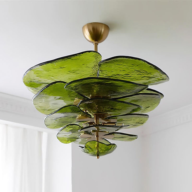 Lotus Leaf Layered Glass Chandelier — view 32