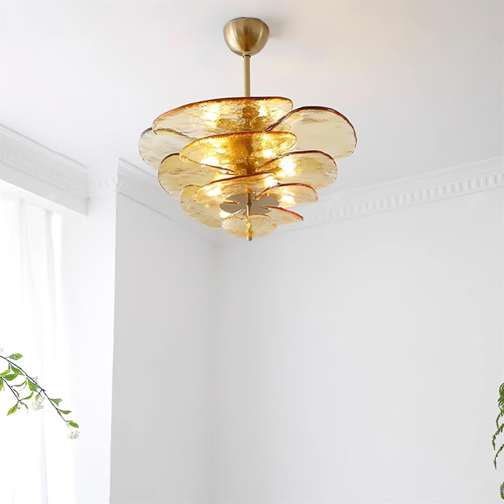 Lotus Leaf Layered Glass Chandelier — view 22