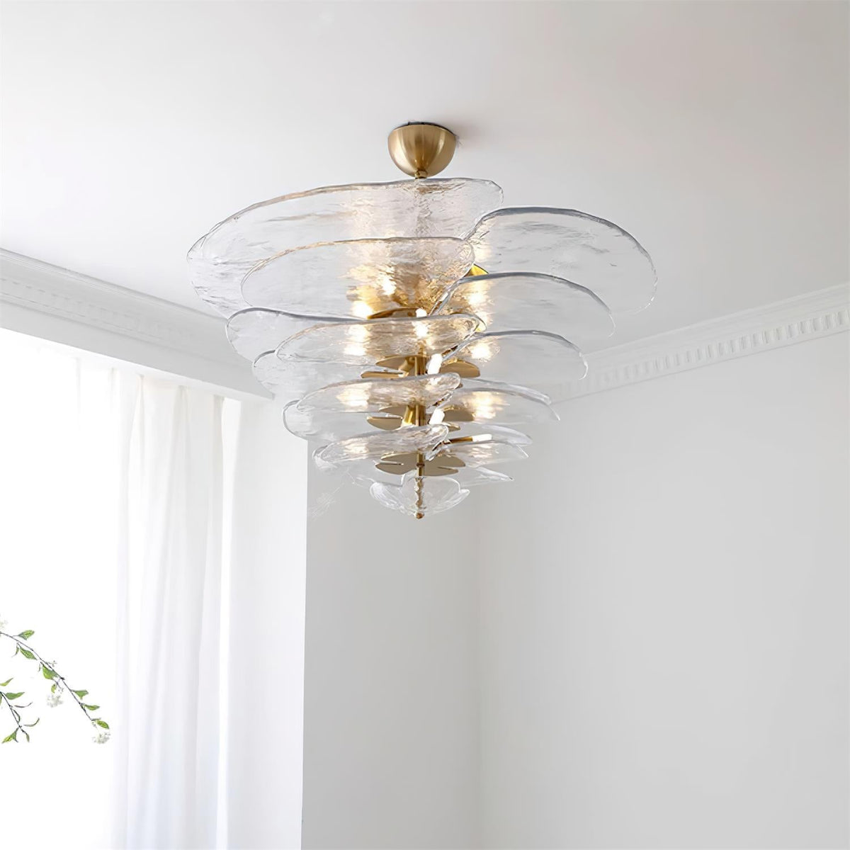 Lotus Leaf Layered Glass Chandelier — view 26