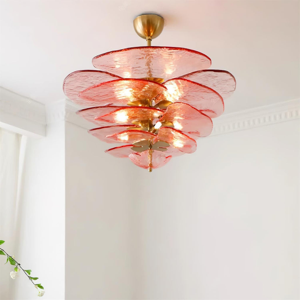 Lotus Leaf Layered Glass Chandelier — view 12