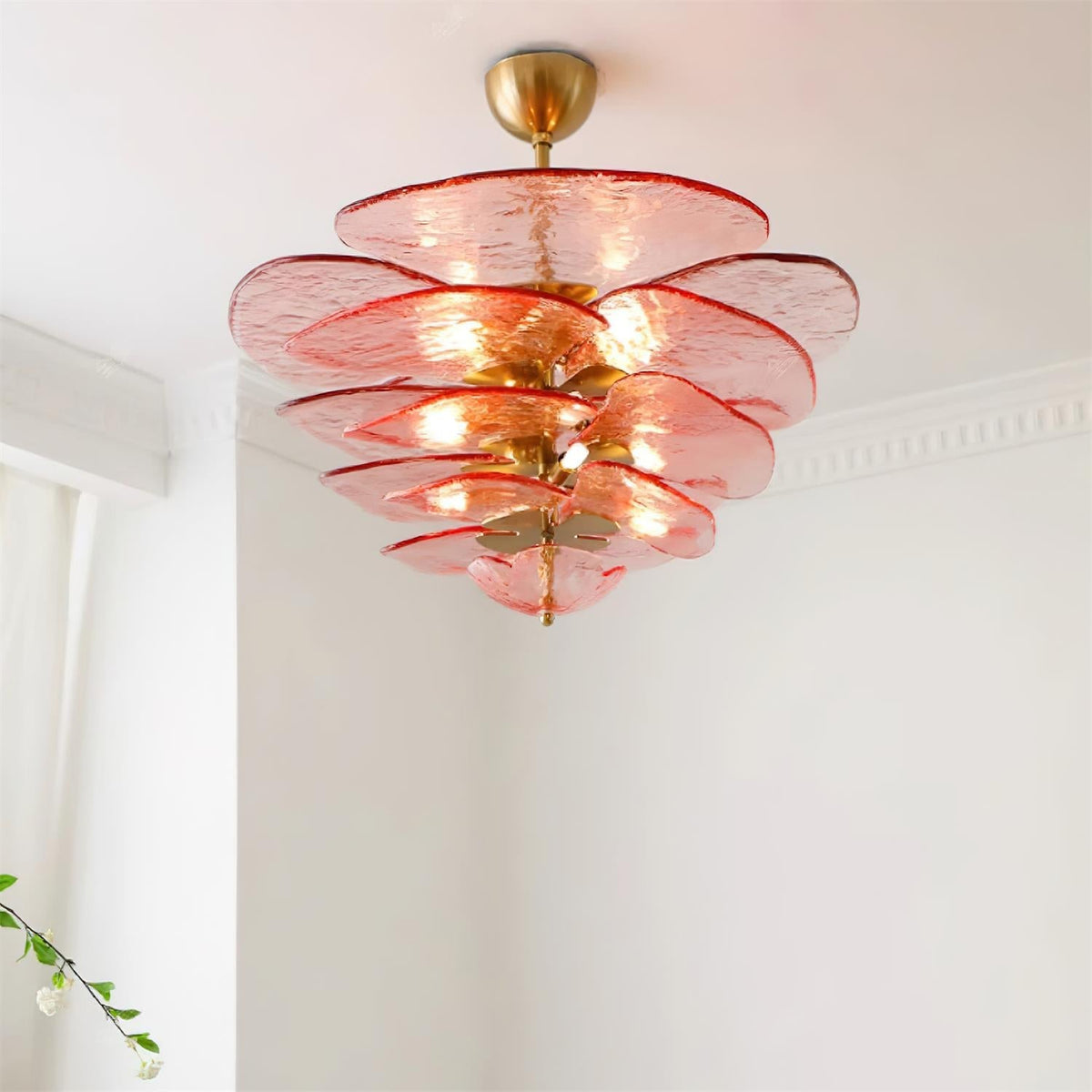 Lotus Leaf Layered Glass Chandelier — view 12